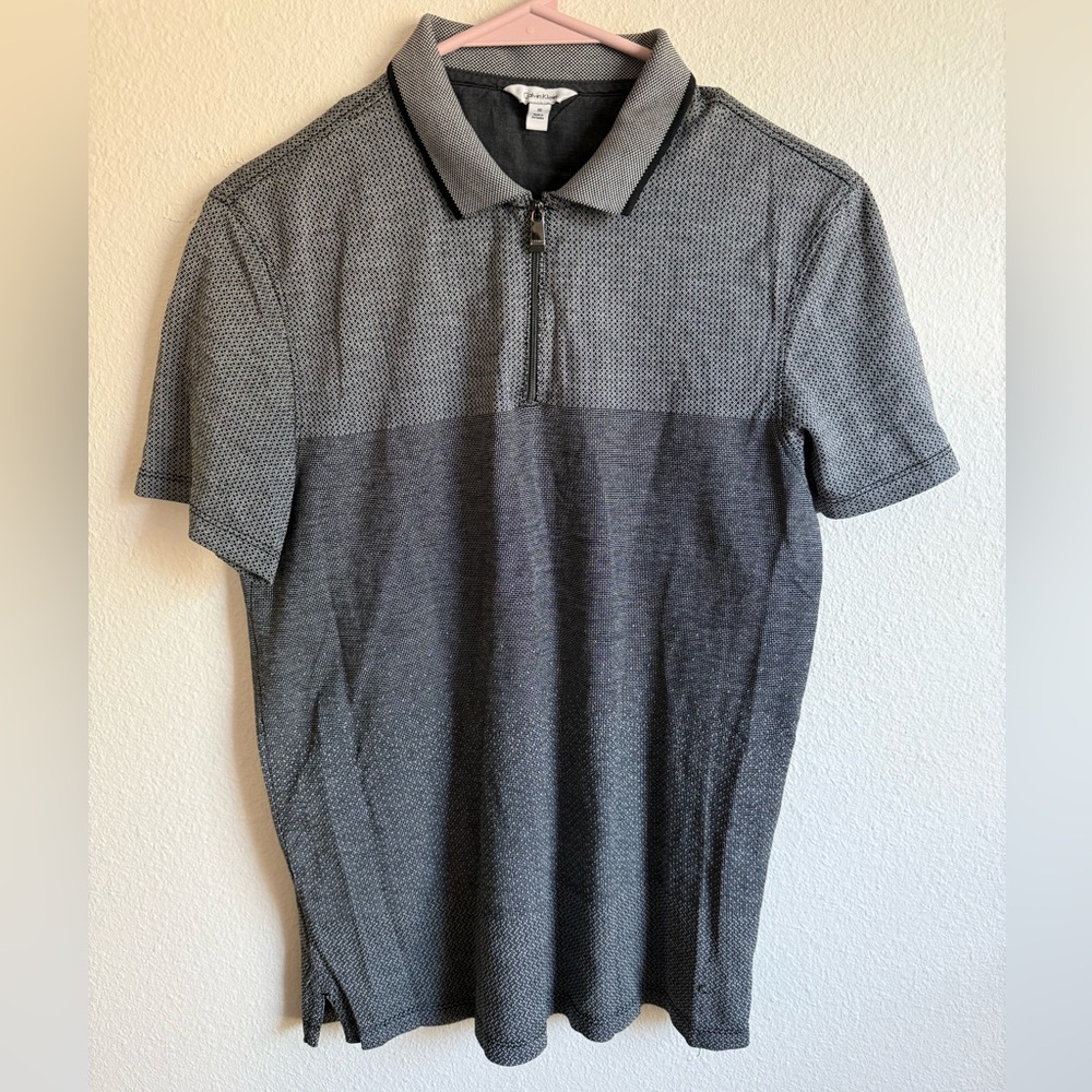 Calvin Klein Two-Tone Zip-Neck Polo